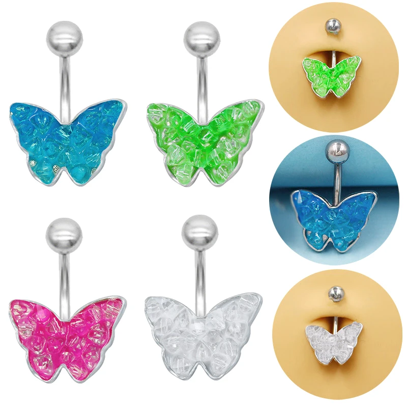 Fashion Butterfly Belly Button Rings For Women Girls Delicate Piercing Navel Ring Sexy Body Piercing Jewelry Accessories Gifts