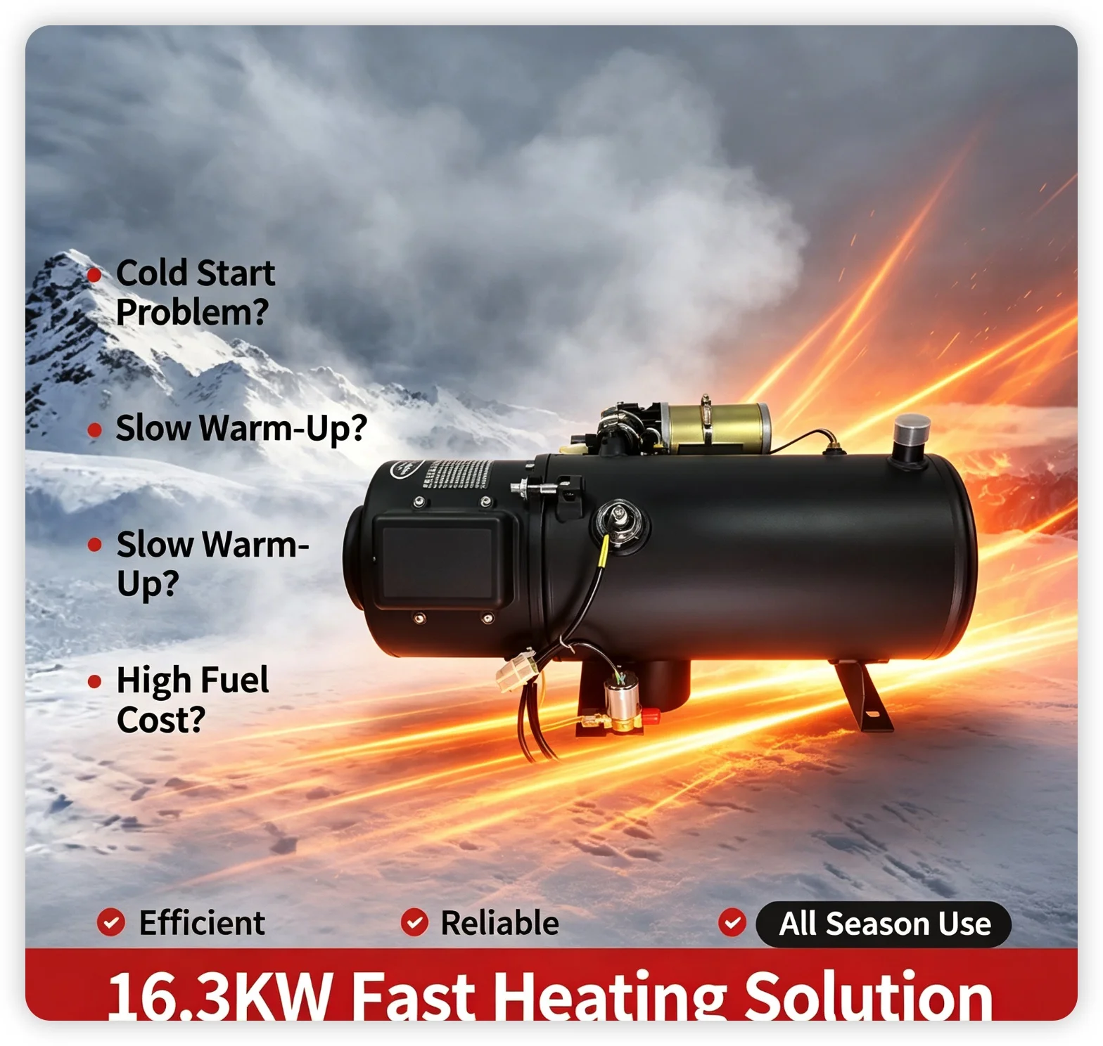16.3KW Car Diesel Water Heater 12V 24V Parking Heater for Truck Bus Engineering Vehicle Anti‑freeze Engine Pre‑heater