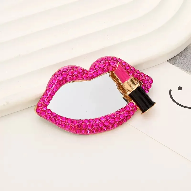 2 Stuks Roze Rode Roos Diamant Sex Lip Make-Up Spiegel Geldzak Dollarteken Junk Telefoon Case Ipadcase Decoratie Charms Diy ambachten