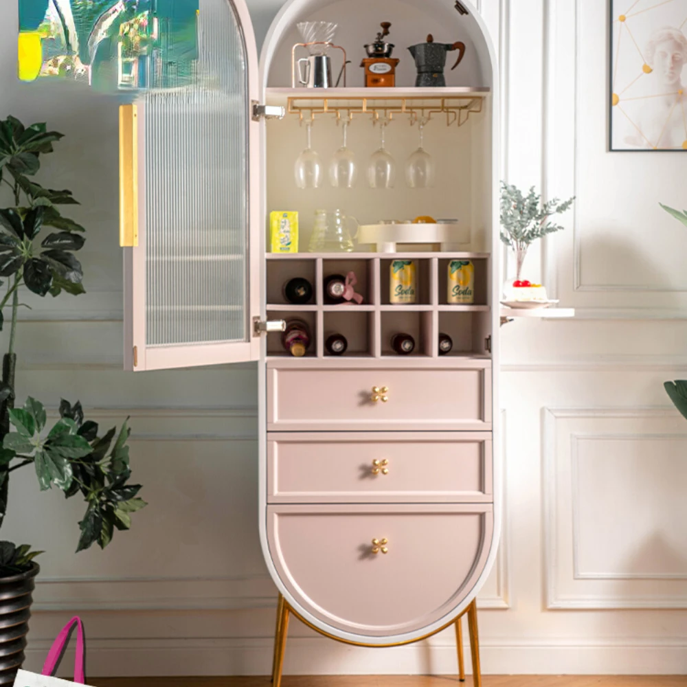 Wine Cabinet Display Cabinet Single Door Glass Cabinet Curio Cabinet Multi-Functional Sideboard Cabinet Integrated Wall