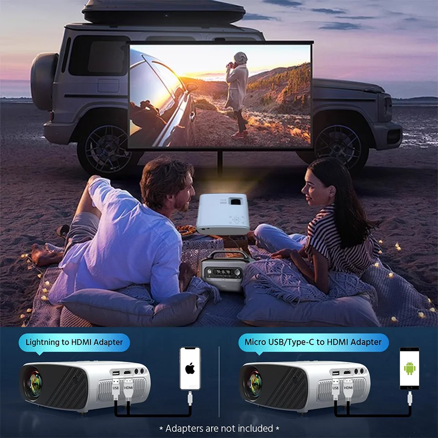 2025 Upgraded Mini 1080P HD Projector for iPhone 8000L Portable Projector with Tripod ,Movie Projector Compatible with HDMI/USB