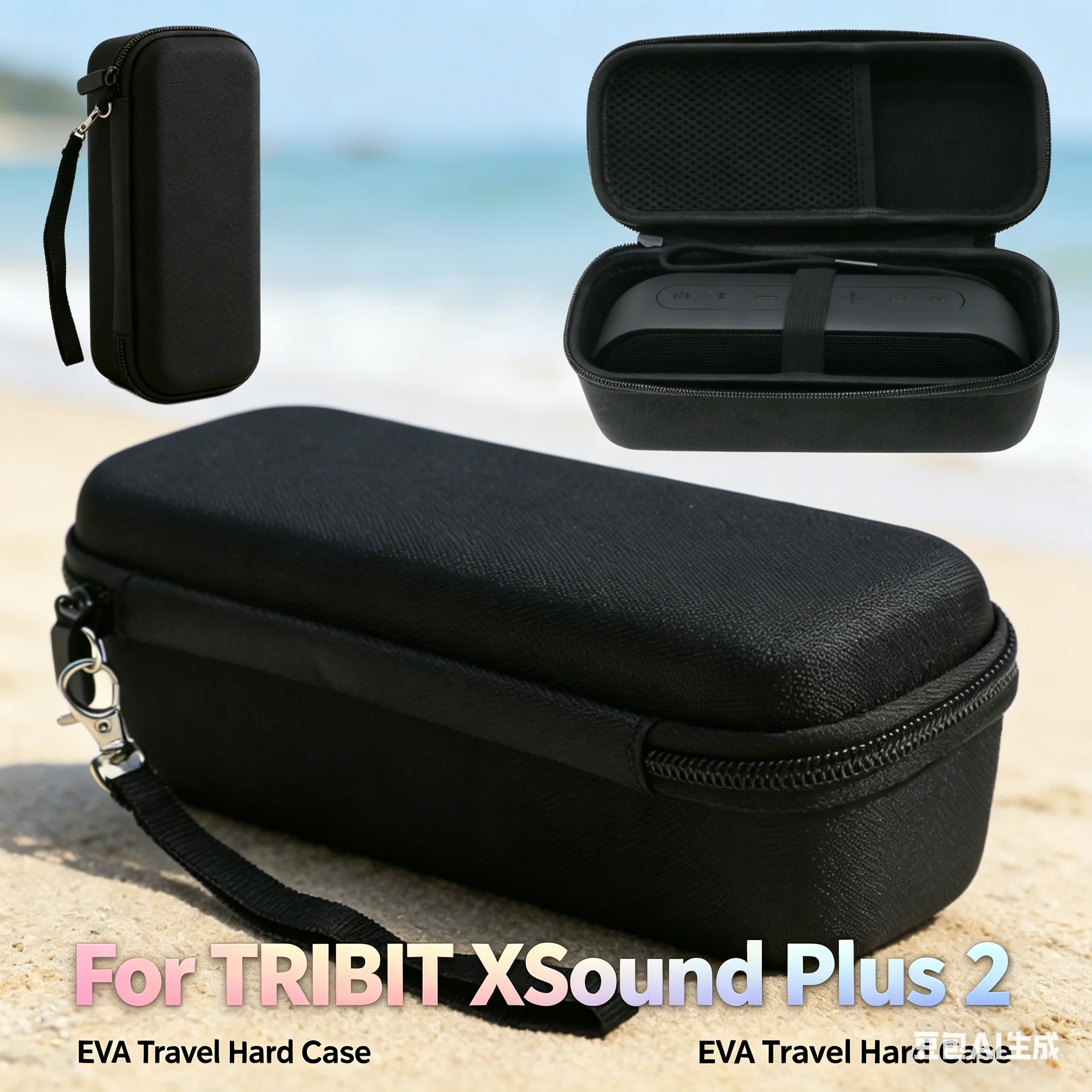 For TRIBIT XSound Plus 2 Speaker EVA Hard Carrying Case Storage Bag with Mesh Pocket Portable Cover Bag (Speak Not Included) view 4