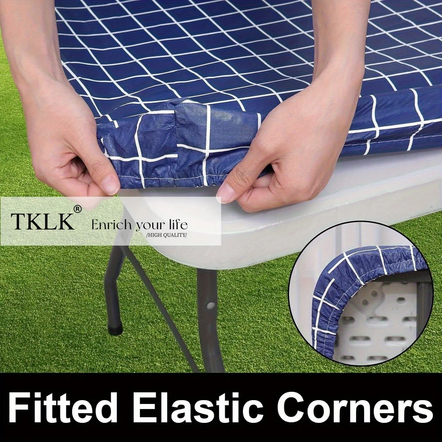 직사각형 테이블 천, 8피트 접이식 테이블용 탄성 폴리스터 테이블 커버, 피크닉용 식탁보, 캠핑, 멀티 사이즈