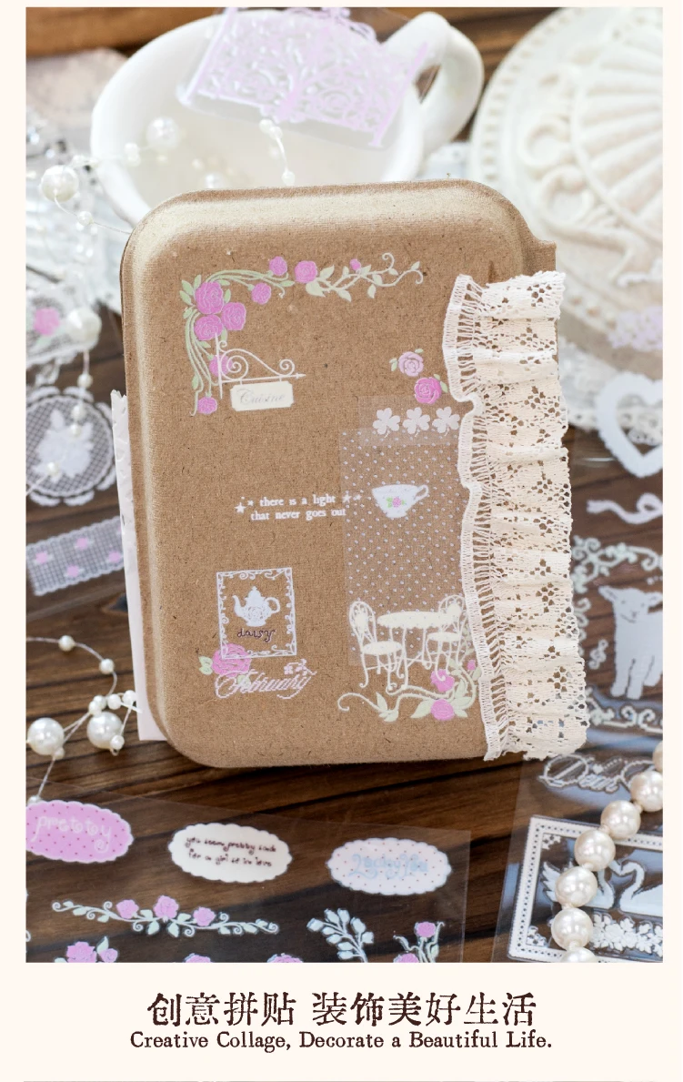 Journal GO Vintage-Rosen-Transferaufkleber, Spitzen- und Blumenmuster-Rahmen-Aufkleber für Journaling, Scrapbooking, Planer und DIY-Bastelarbeiten – Detail 7