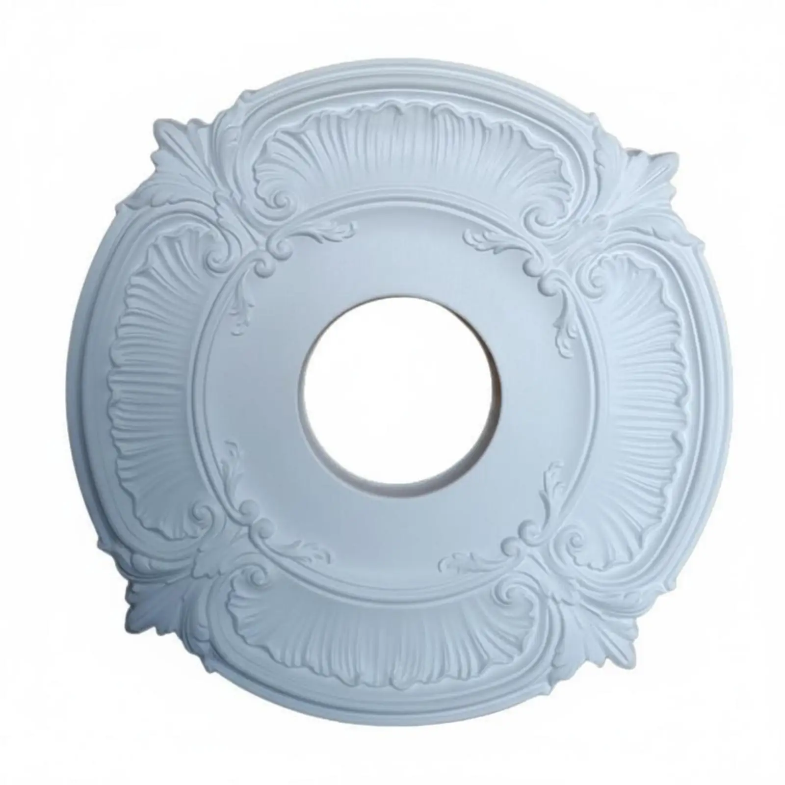 Round PU Ceiling Light Panel Sculpted Floral Medallion Elegant Overhead Plate for Entryway Lighting Fixture