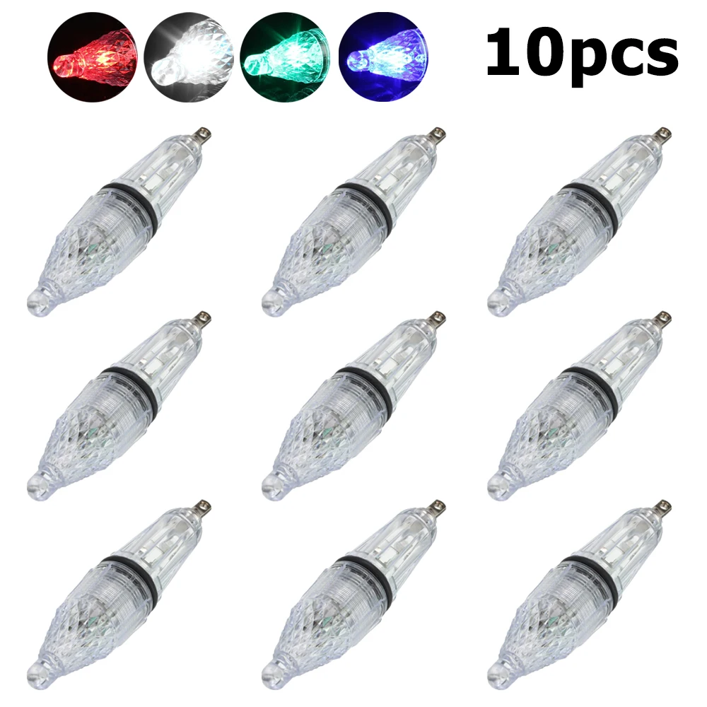 

10pcs 12cm Fish Attracting Lure Light Deep Drop Underwater LED Night Fishing Lamp Bait Multicolor Flash Fishing Light Waterproof