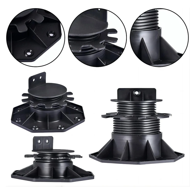 6 Pcs Joist Support Pedestals, Adjustable Decking & Flooring Support Pedestal For Deck, Timber Base