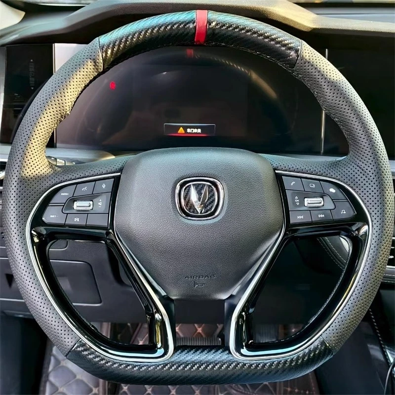 

Для Changan CS75plus UNIT CS85 сшитый вручную нескользящий чехол на руль из углеродного волокна из натуральной кожи