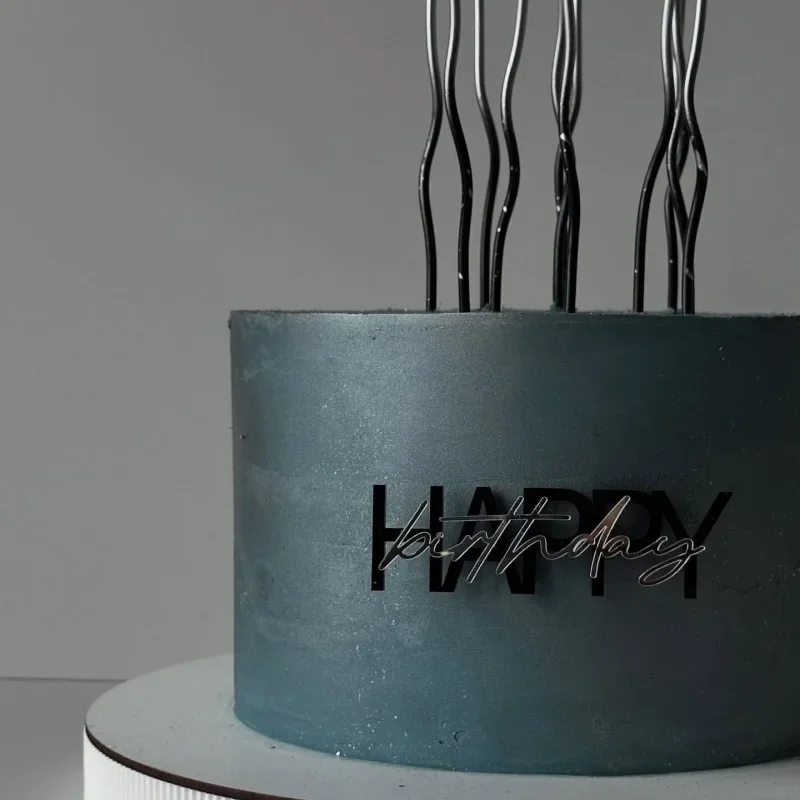 Schwarzgold doppellagiger Acryl-Kuchenaufsatz, alles Gute zum Geburtstag, Dekoration für Jungen und Mädchen, Erwachsene, Party, Feier, Seitendekoration – Detail 9