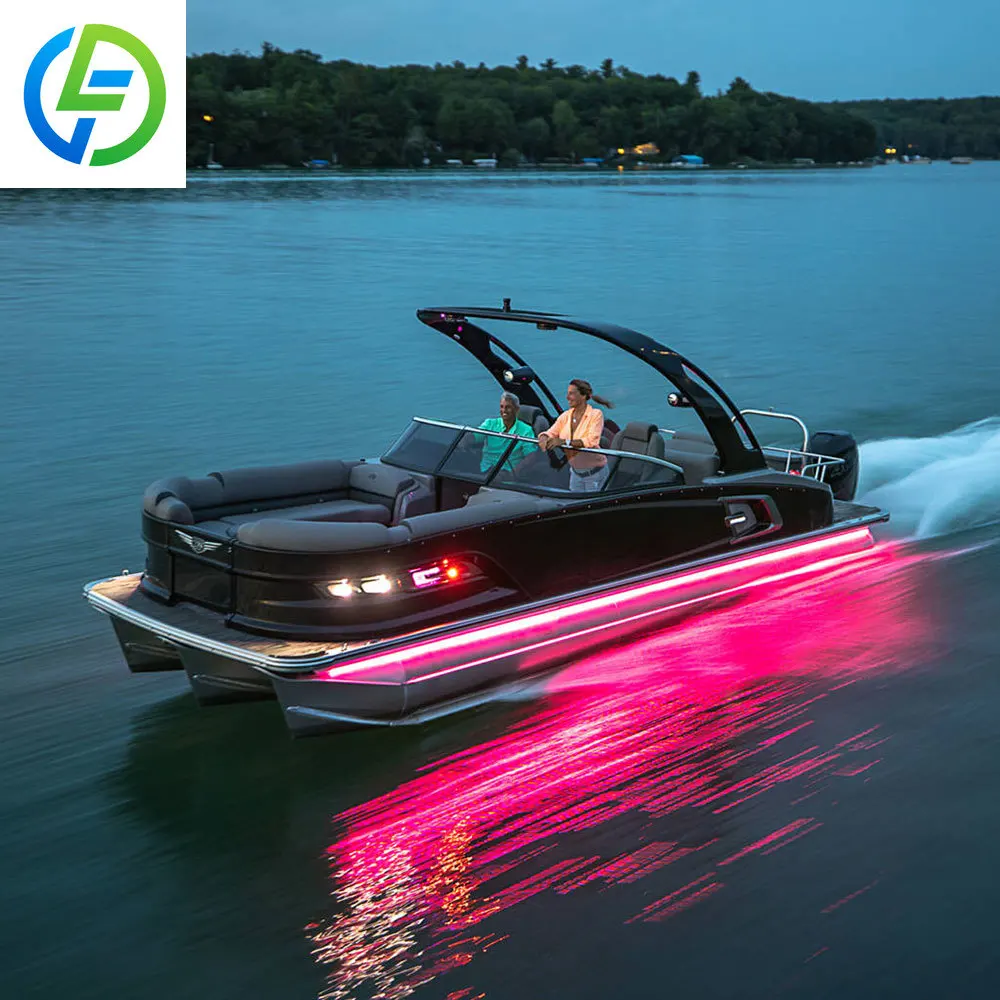 FL Customized Wholesale Luxury Sport Yacht 25/26/27/28/29 Ft Outboard Engine Combo Set 5.8m Pontoon Boat Fishing Floating