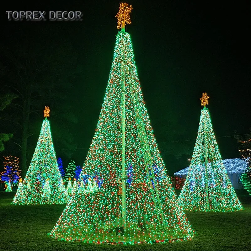 Toprex outdoor Christmas decorations pole fairy string led illuminated tree light