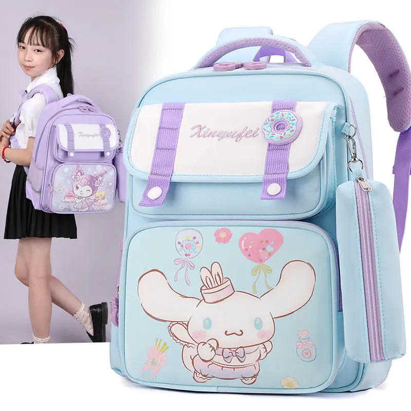 

Sanrios Girl's Cinnamoroll Backpack Cartoon My Melody Kuromi Student School Bag Large Capacity Children's Cute Bags Lightweight