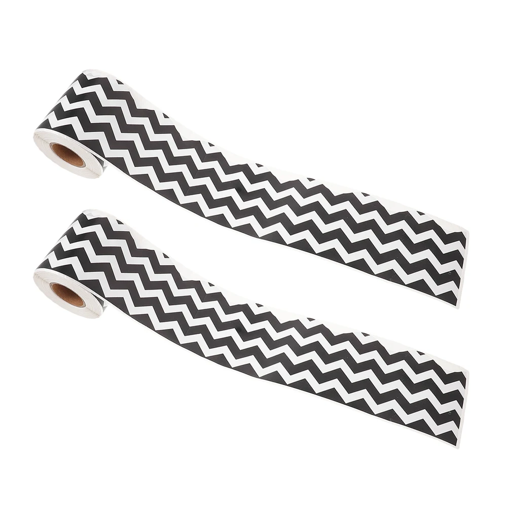 

2 Rolls Border Stickers Bulletin Board Decorative Paper Trim Stripe Strips Copper Plate