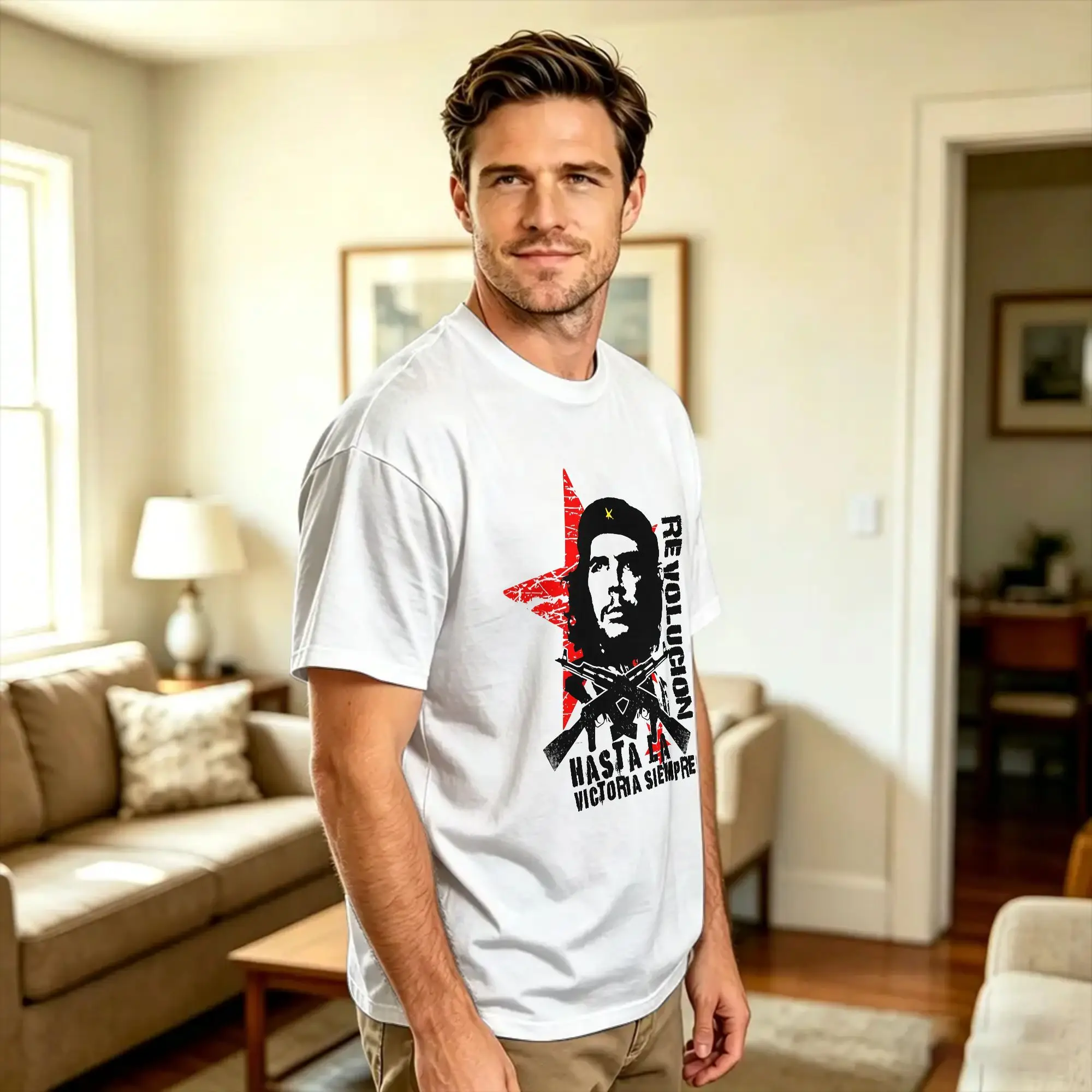 Harajuku T Shirt Revolucion Hasta La Victoria Siempre Che Guevara Classic 100 Cotton T Shirts  Hip Hop Tee Shirt for Men