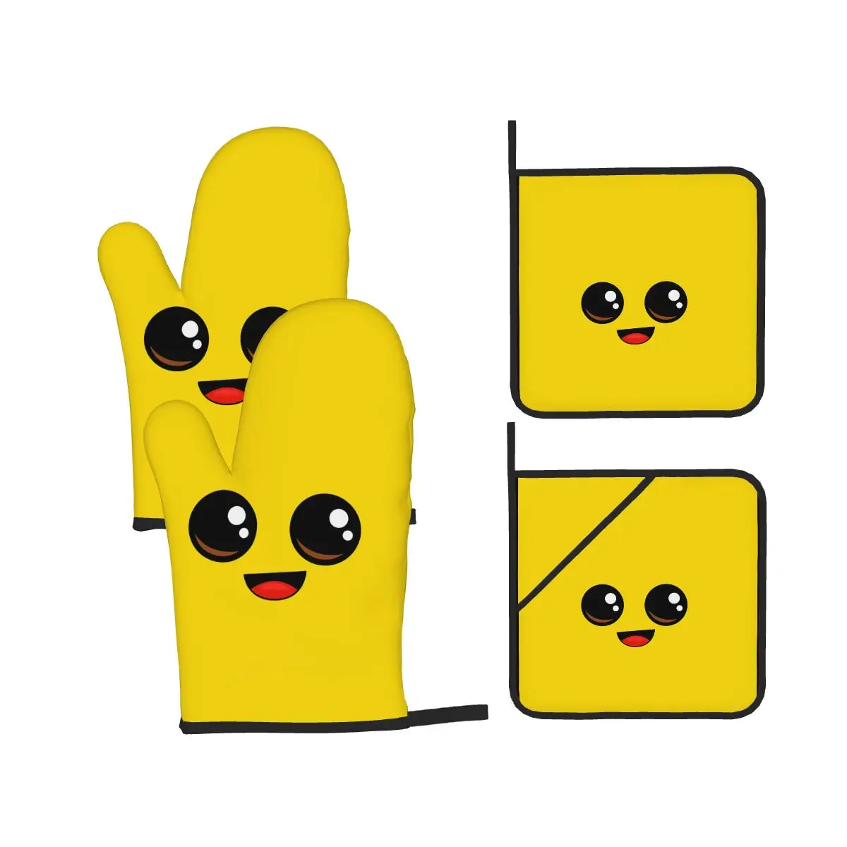 Banana Peely Battle Royale Character Oven Mitts and Pot Holder Sets of 4 for Baking Cooking Grilling Resistant Non-Slip Gloves