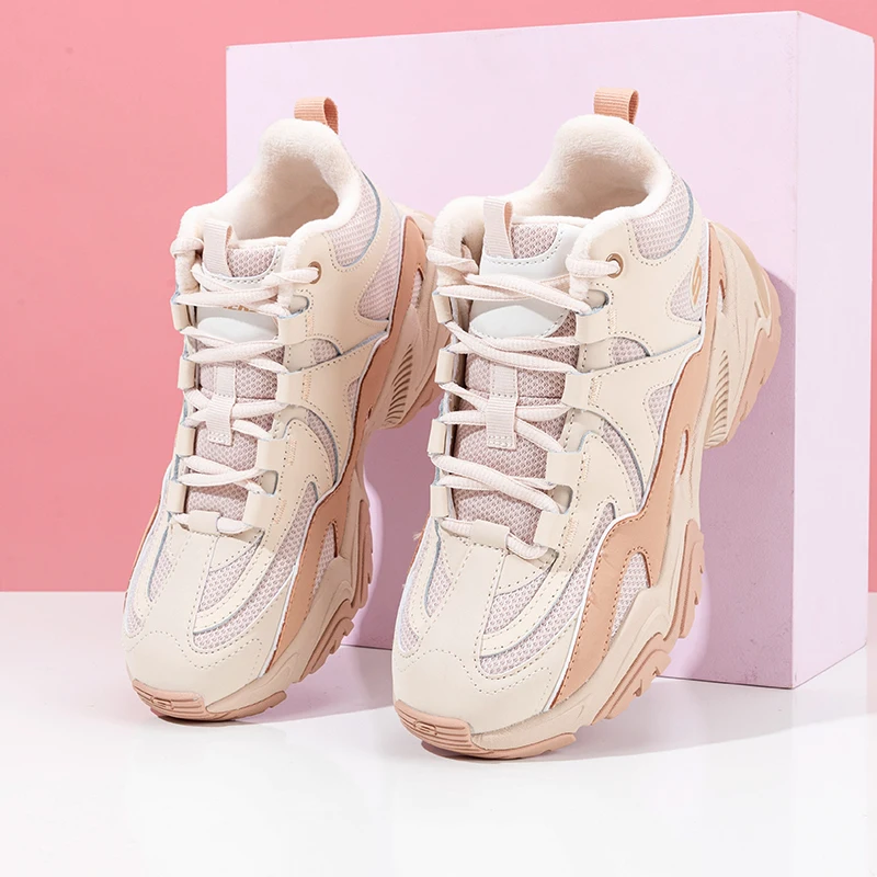 

Skechers Women's High-Top Sneakers with Fleece Lining, Warm and Comfortable Dad Shoes, Casual Shoes 168021-Ltpk