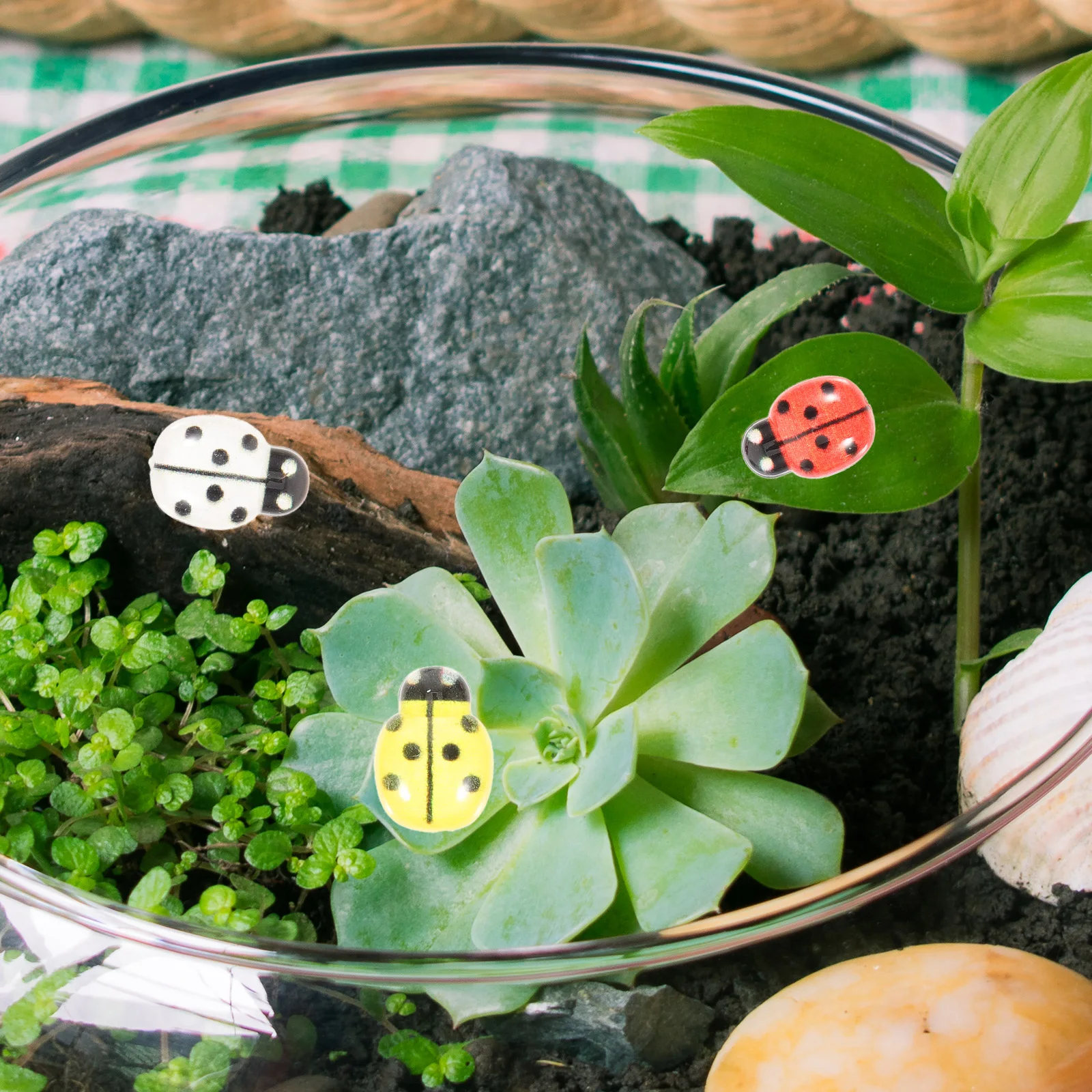 

50 Pcs Little Ladybug Ornaments Resin Mini Charms Ladybugs Tiny for Crafts Decorations Miniature Embellishment Plastic Statues