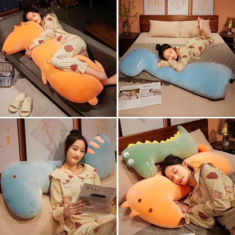 Imagem -05 - Long Dinosaur Side Dormir Corpo Travesseiro para Meninas Clipe de Perna de Cama Almofada Adormecida Bonito Presente Infantil