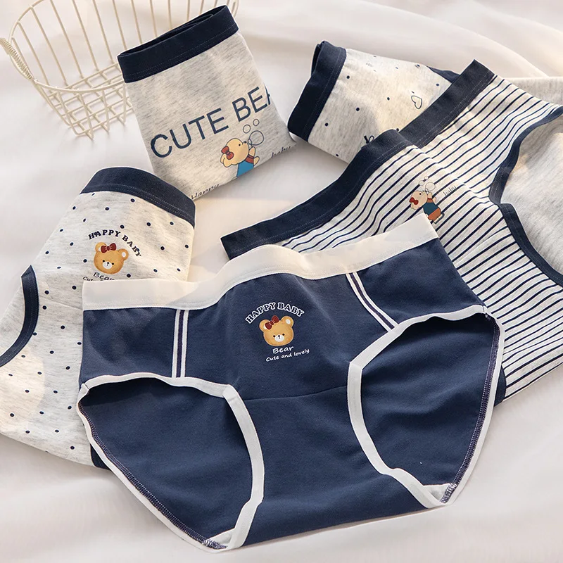 

5Pcs Cute Bear Cotton Panties Extended Crotch Triangle Women Underwear Girls Seamless Briefs Female Underpants Sexy Lingerie