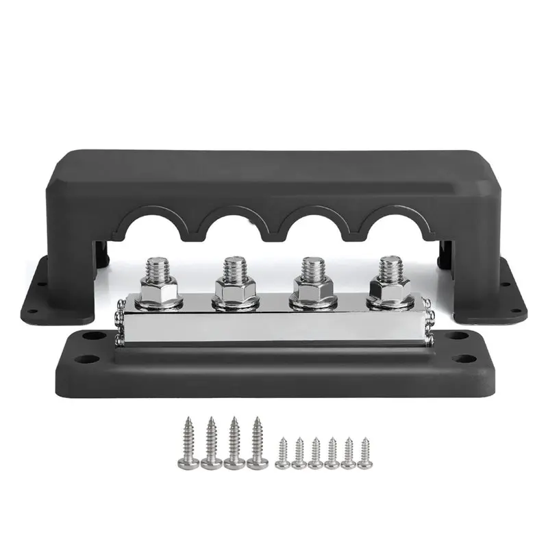 A80X-M10 Stud 600A 4-Way Busbar Heavy Duty Power Distribution Block For Marine Boat RV Car Truck