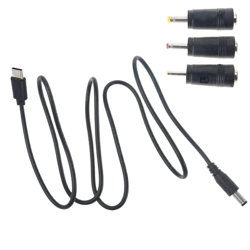 

652F Type C to Power Cable Plug to 5.5 x 2.1mm Male 5V Charging Cable for Router Laptop Speaker with 3 Adapter