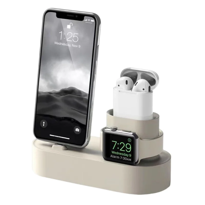 3 In 1 Silicone Charging Stand for iPhone 12 13 Pro Max Airpods Pro 1 2 3 Charger Holder for Apple Watch Series 8 7 6 5 4 3 2 1