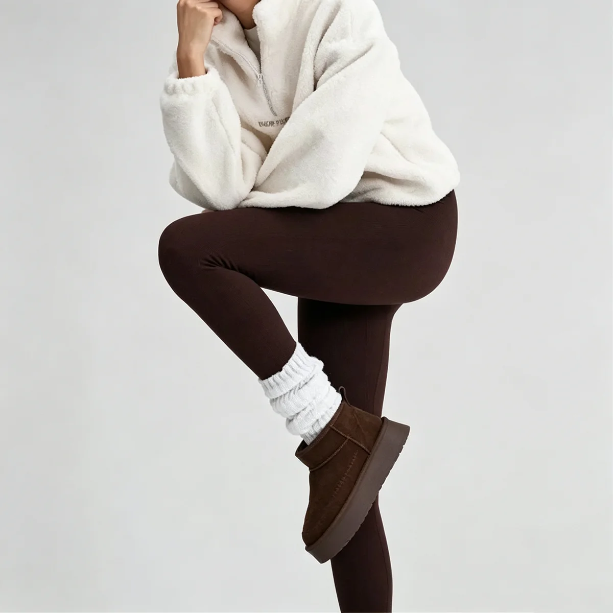 Gerippte Leggings für Damen, gestrickte Leggings, nahtlose, figurbetonte Leggings, hochtaillierte, formgebende Leggings, hoch elastische Yoga- und Fitnesshosen. – Detail 6