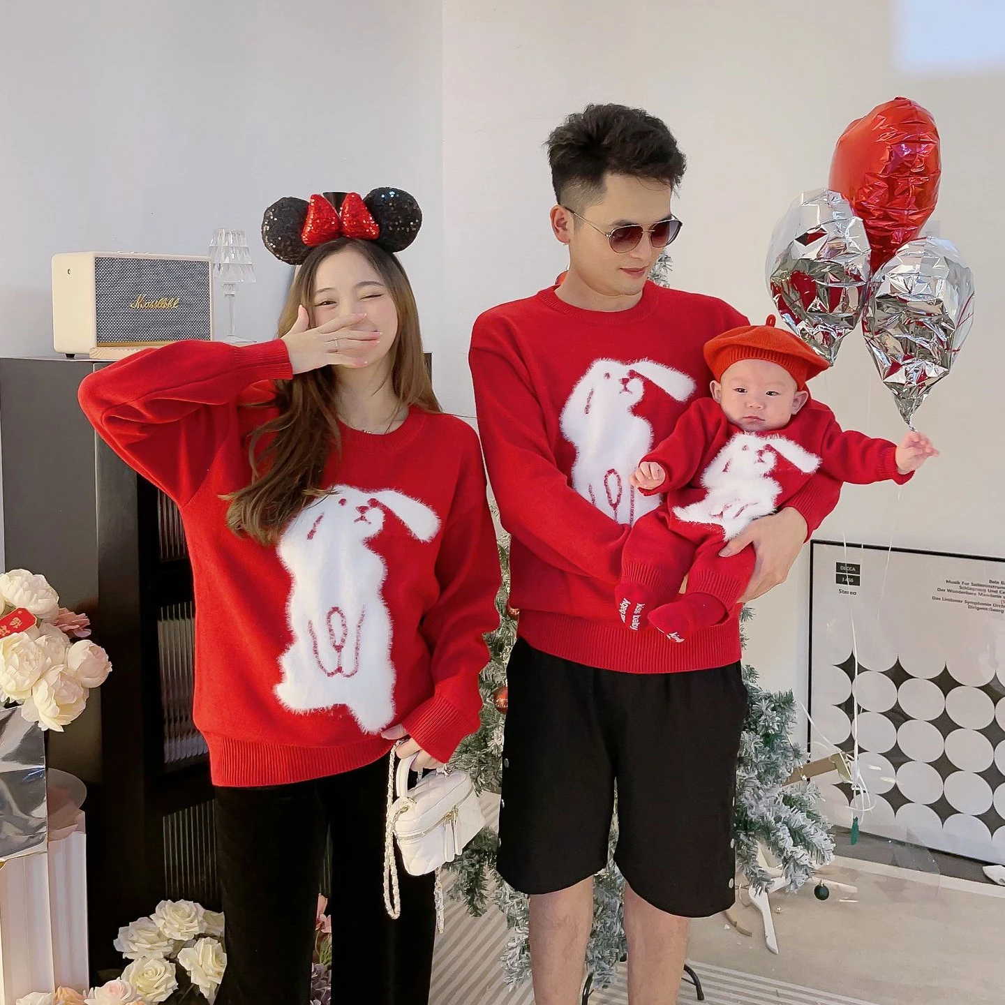 2023 Chinese New Year Family Matching Sweater Mother And Daughter Matching Jumper Dad Mom And Son Baby Knit Clothes Pullover Top