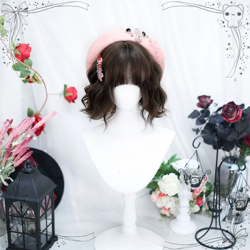 

Оригинальный короткий вьющийся парик Лолиты с натуральной челкой, милый парик Лоли для косплея, аниме, синтетические волосы для девочек