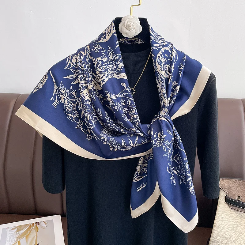 Luxury Brand Animal Women Scarf Silk Square JunglePrint Design Hijabs Female Neckerchief Scarves Wrap Headband Bandana