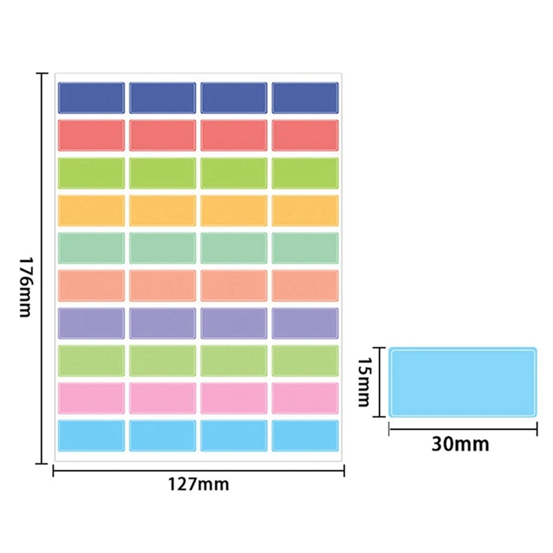 50 Sheets Children's Paper Name Stickers For Pen Labelling Multi-Coloured 15 X 30 Mm