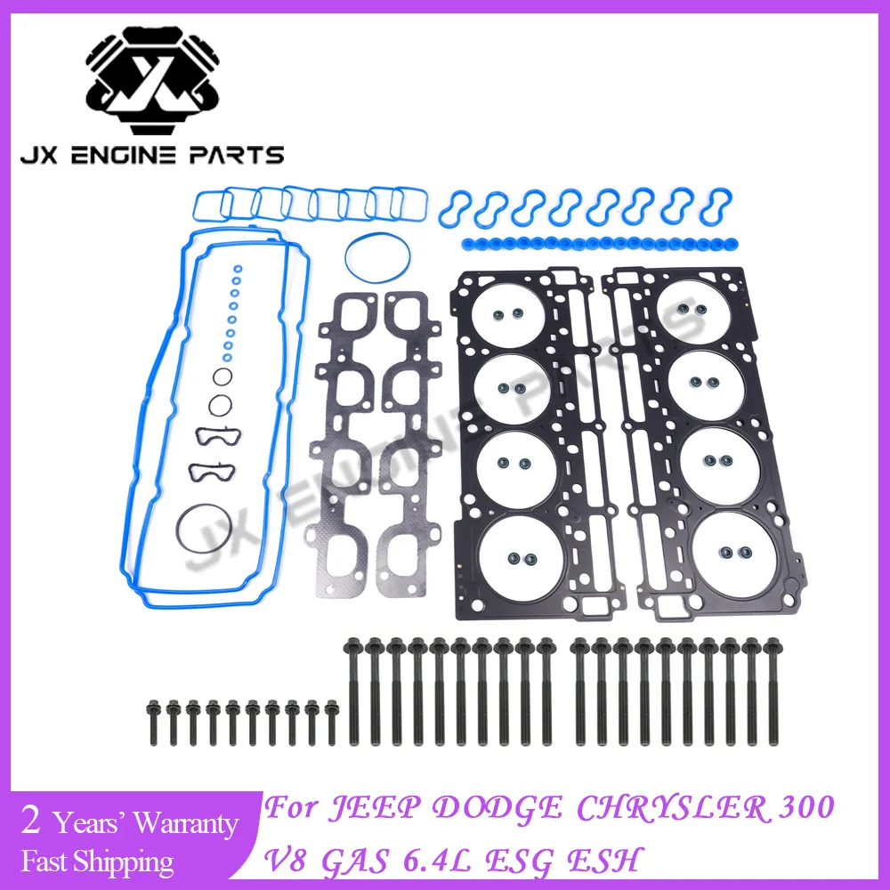 ESG ESH Engine Rebuild Kit Cylinder Head Bolts Full Gasket Set For JEEP GRAND CHEROKEE CHRYSLER HEMI DODGE 6.4 L V8 11-19 6.4L