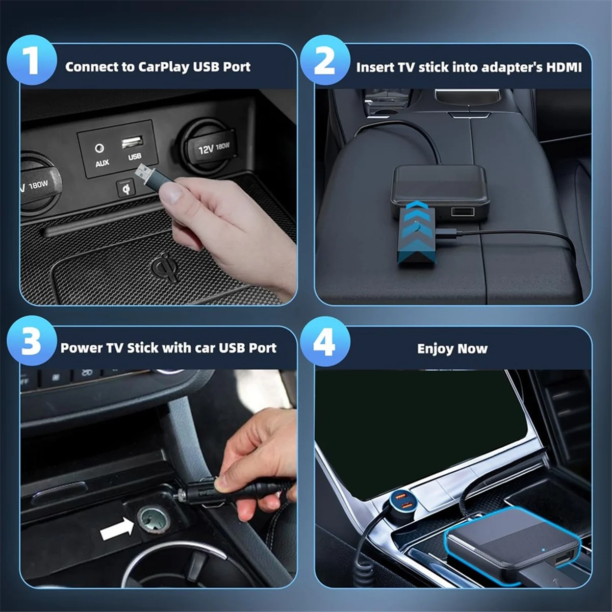 Car TV Mate Converter for TV Sticks Set-Top Boxes Screen Throwers Game Consoles Multimedia CarPlay Adapter for Cars