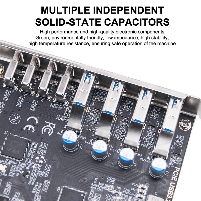 Tarjeta de expansión USB3.2 Gen2 de 10Gbps PCI-E a 4 puertos tipo C + adaptador tipo A de 8 puertos multiplicador de concentrador USB para PC de escritorio