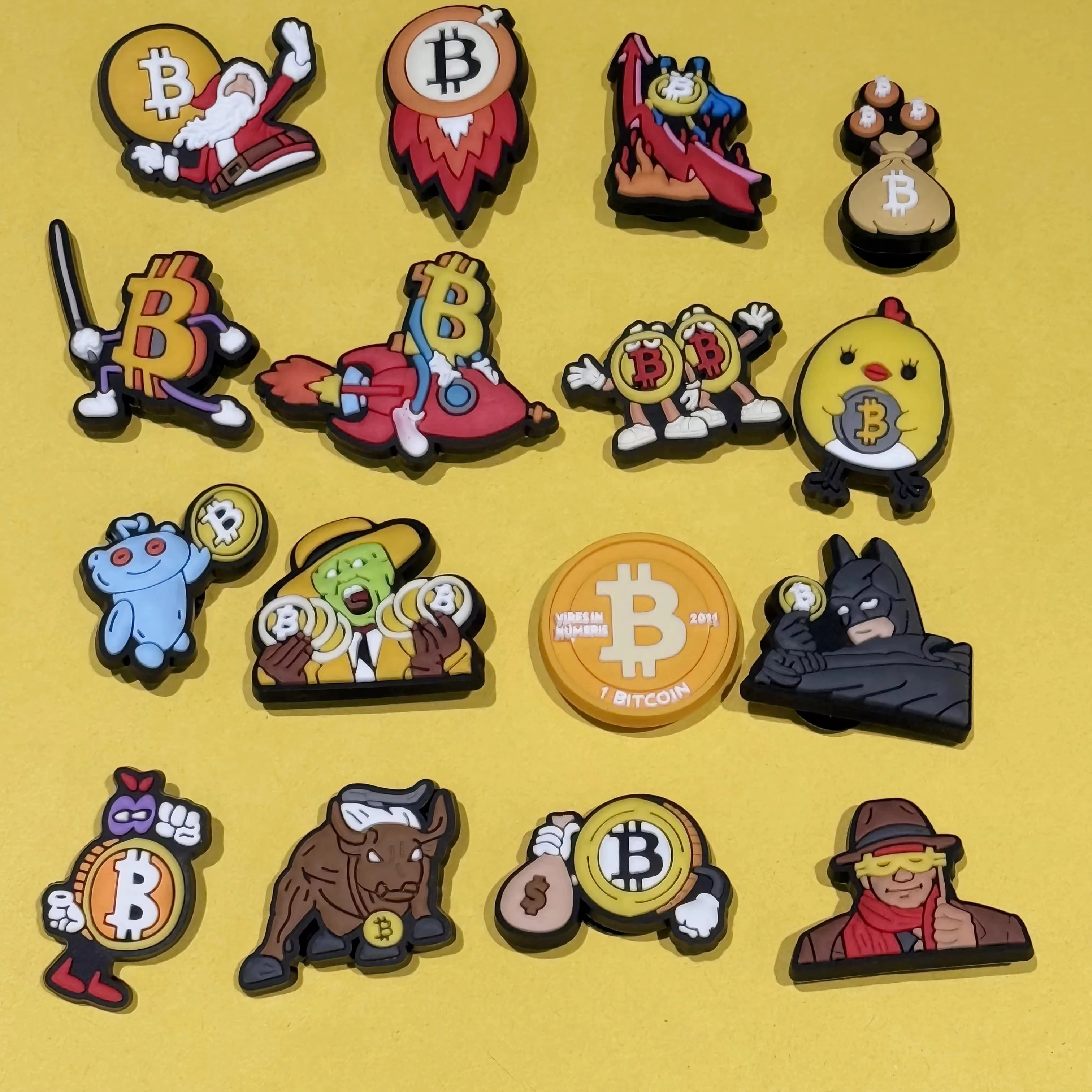 16–100 Stück Geld-Schuhanhänger im Bitcoin-Designer-Stil zum Selbermachen für modische, personalisierte Schuhzubehör im Crocs-Stil, Weihnachtsgeschenke – Detail 1