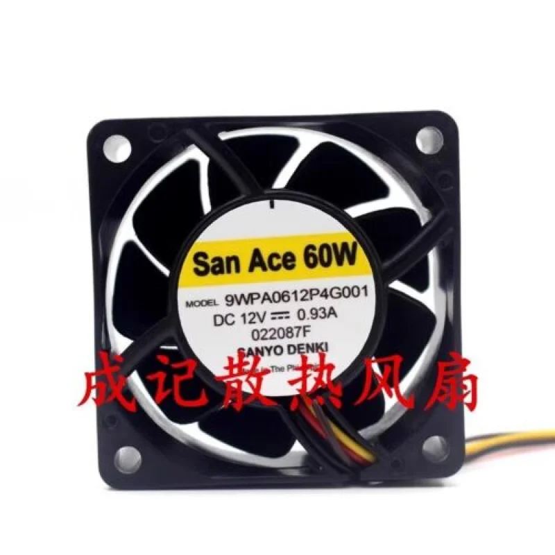 

C for Sanyo 9WPA0612P4G001 DC12V 0.93A 60x60x25mm 4-Wire DC Cooling Fan