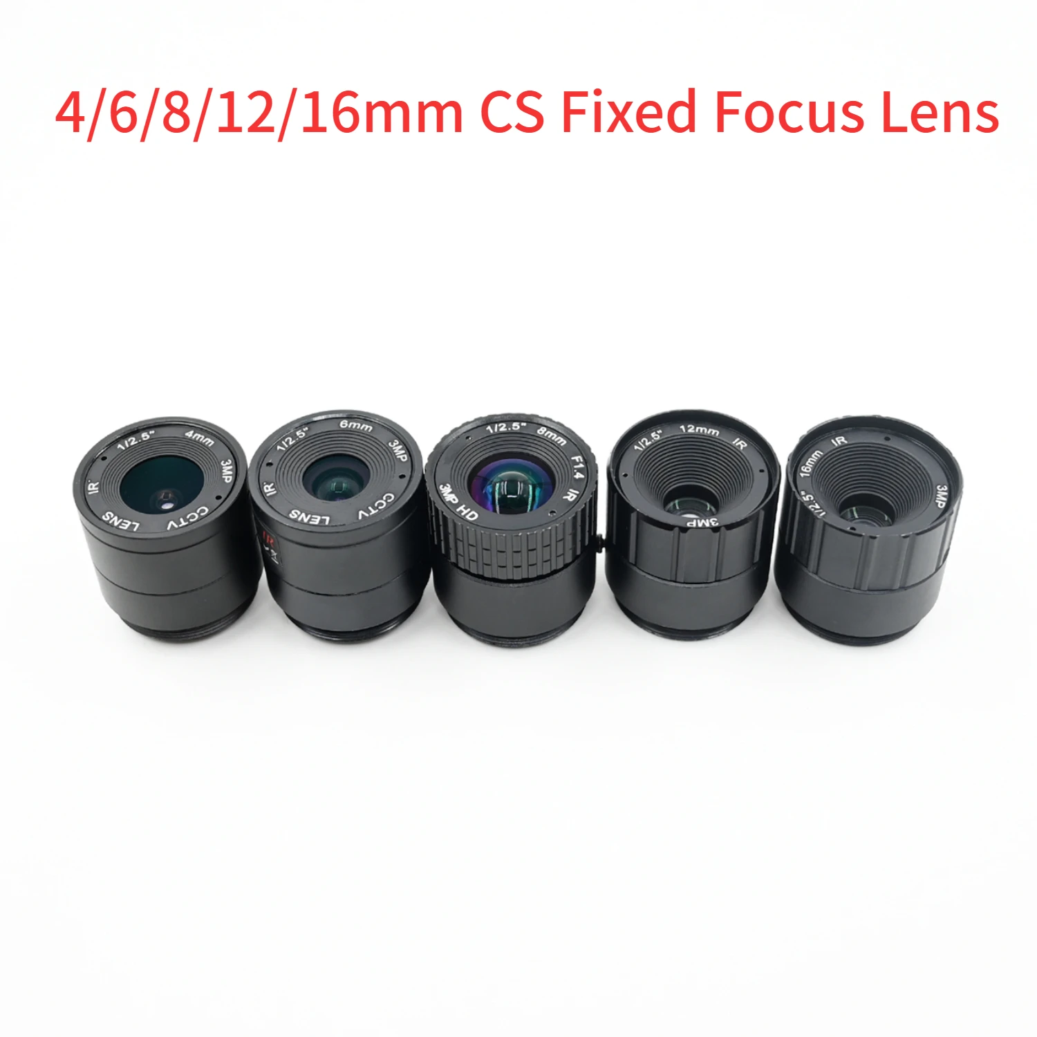 Lente de montaje CS de enfoque fijo HD 4mm 6mm 8mm 12mm 16mm, para cámara web de seguridad CCTV