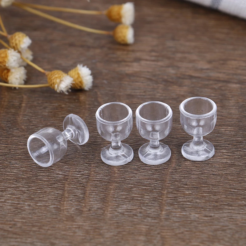 4 stuks poppenhuis miniatuur transparante wijnglazen kopjes mini simulatie plastic beker beker poppenhuis keuken decor accessoires-speelgoed