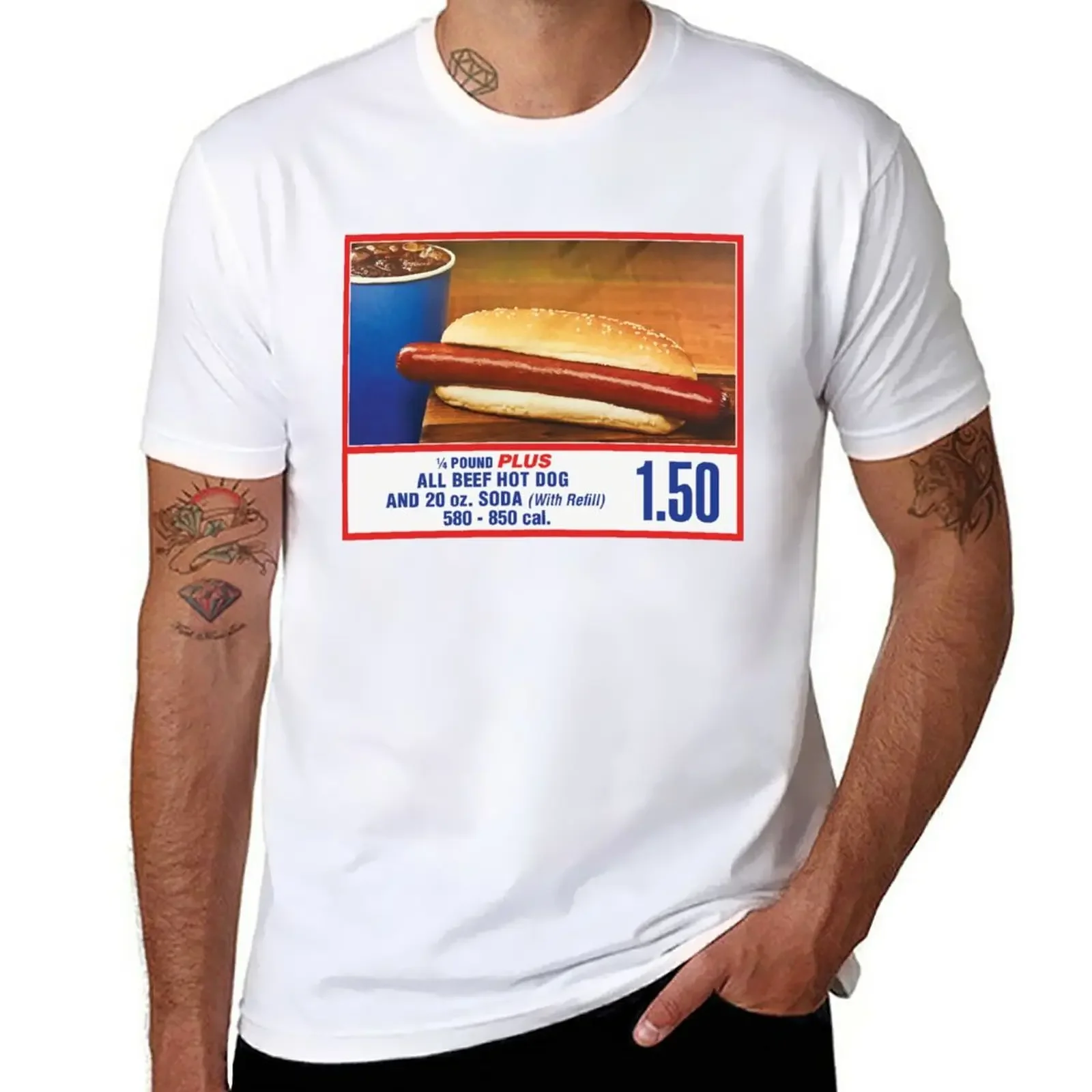 oversized t shirt plain t-shirt man clothes mens cotton t shirts New COSTCO FOOD COURT HOT DOG COMBO T-Shirt heavyweight 2024