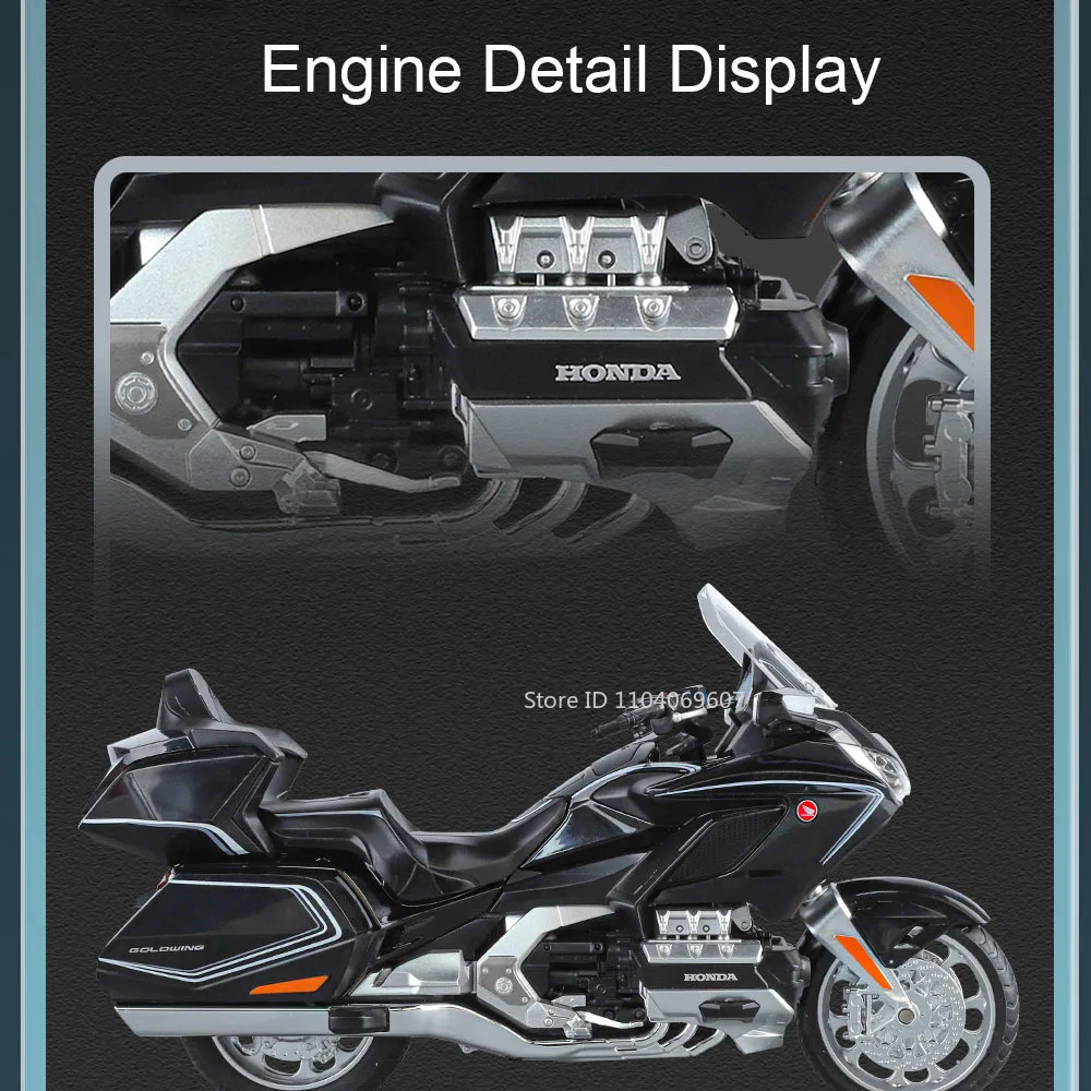 1:11 おもちゃのオートバイホンダゴールドウィング GL800 2021 モデル金属ダイキャストサウンドライト衝撃吸収シミュレーションオートバイ少年ギフト