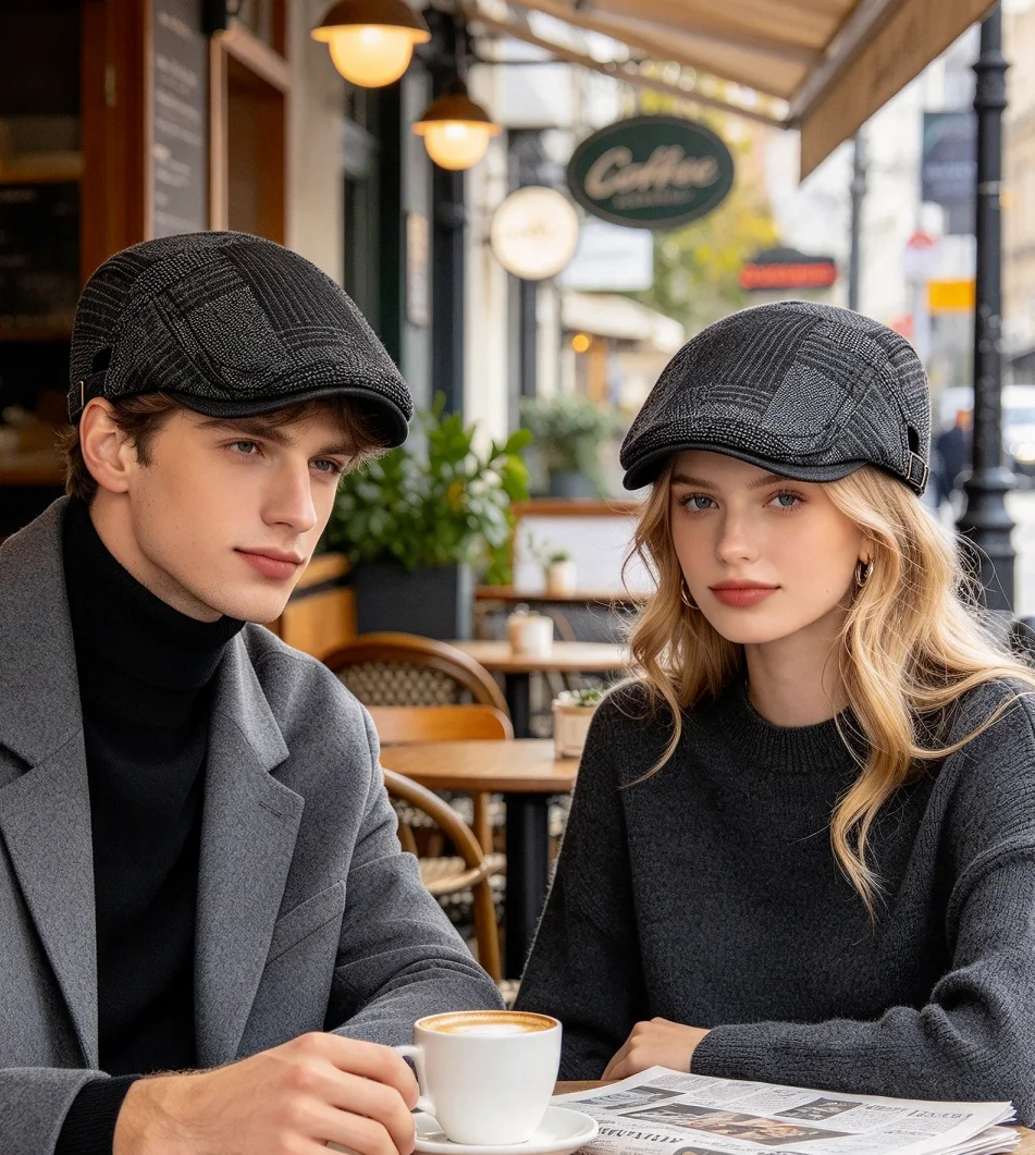 Denim Newsboy Hats Verstellbare Ivy Flat Cap Gatsby Cabbie Driving Hat für Männer Frauen Vintage Kpop Irish Berets – Detail 3