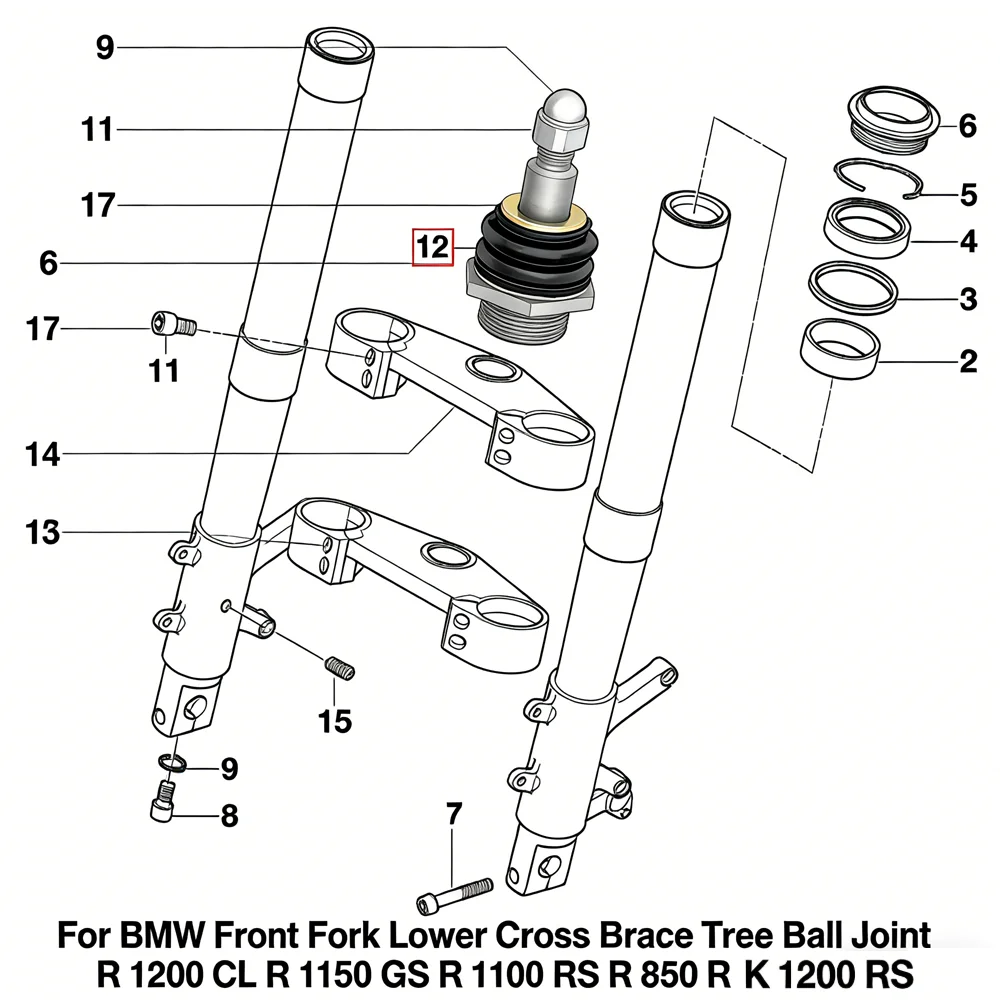 2311409 Front Fork Lower Cross Brace Tree Ball Joint For BMW R1200CL R1200C K1200RS R1150GS R1150RT R1100GS R1100S/RT/R/RS R850