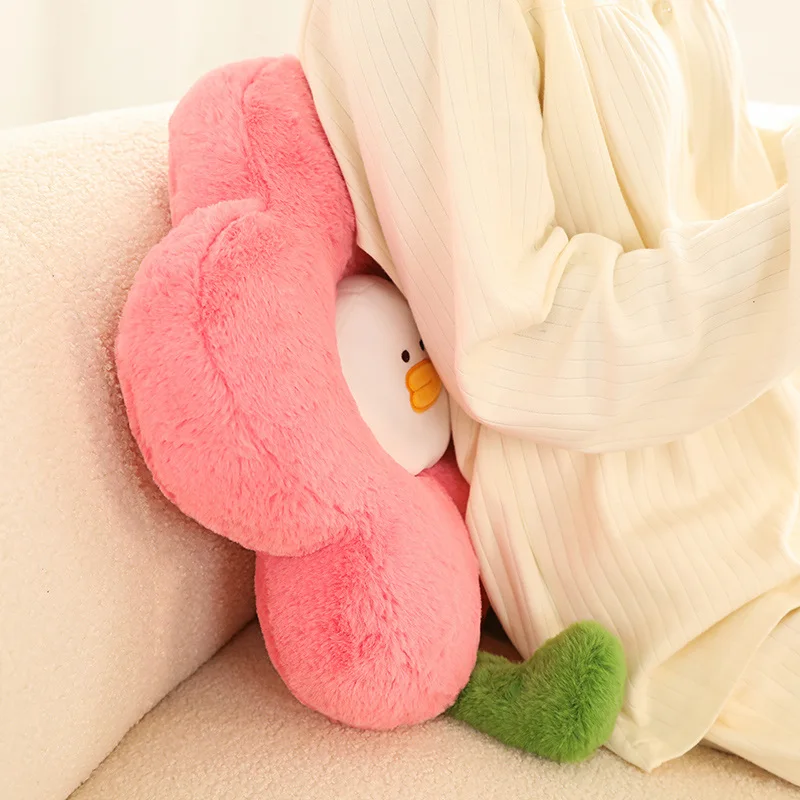 وسادة على شكل بطة على شكل زهرة وسادة أريكة قيلولة ناعمة وسادة كرسي عباد الشمس الملونة للمكتب والفصول الدراسية وغرفة نوم الفتيات وأعياد الميلاد #3