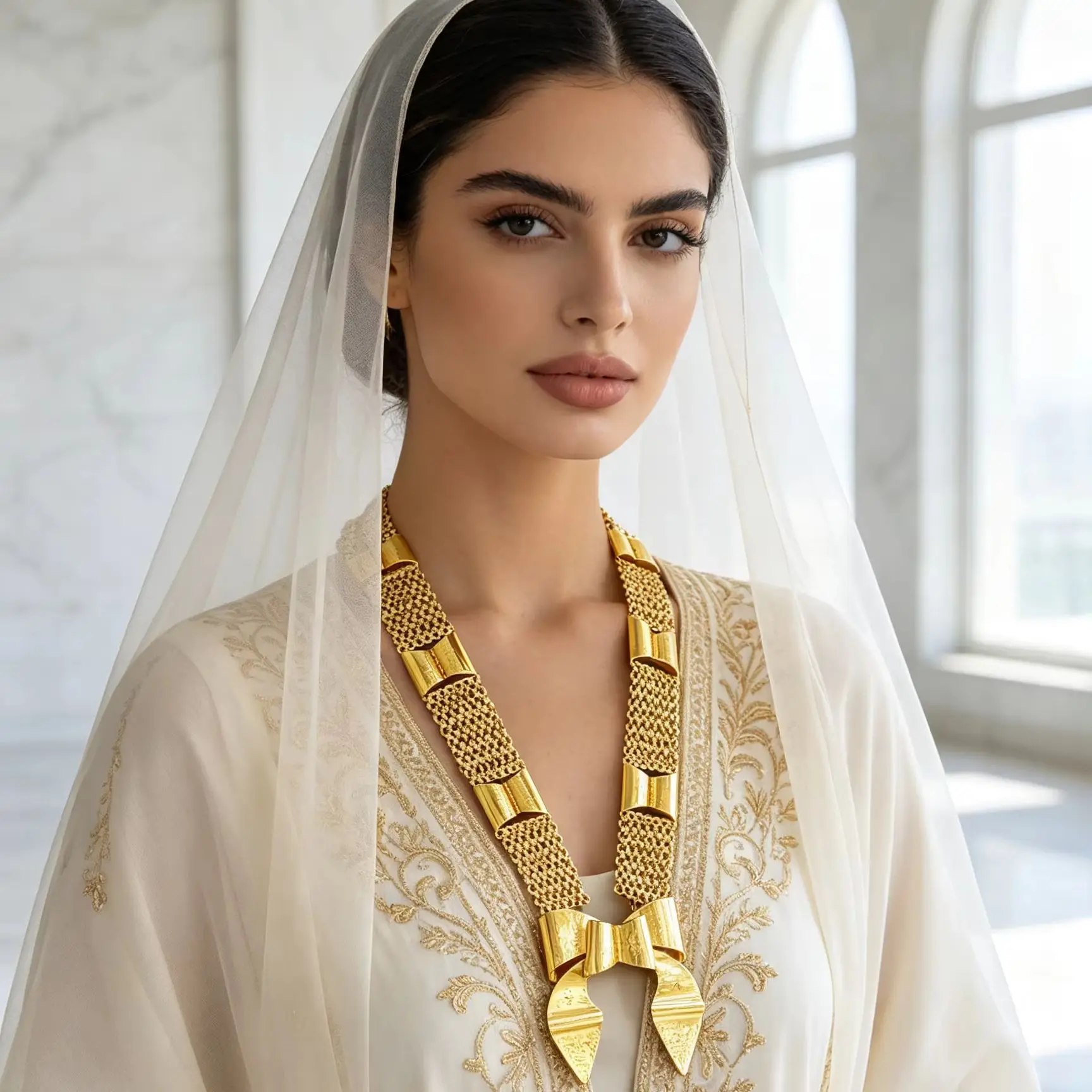 Arab Style Vintage Metal Bow Necklace Exquisite Ladies’ Jewelry For Banquets And Festive Occasions