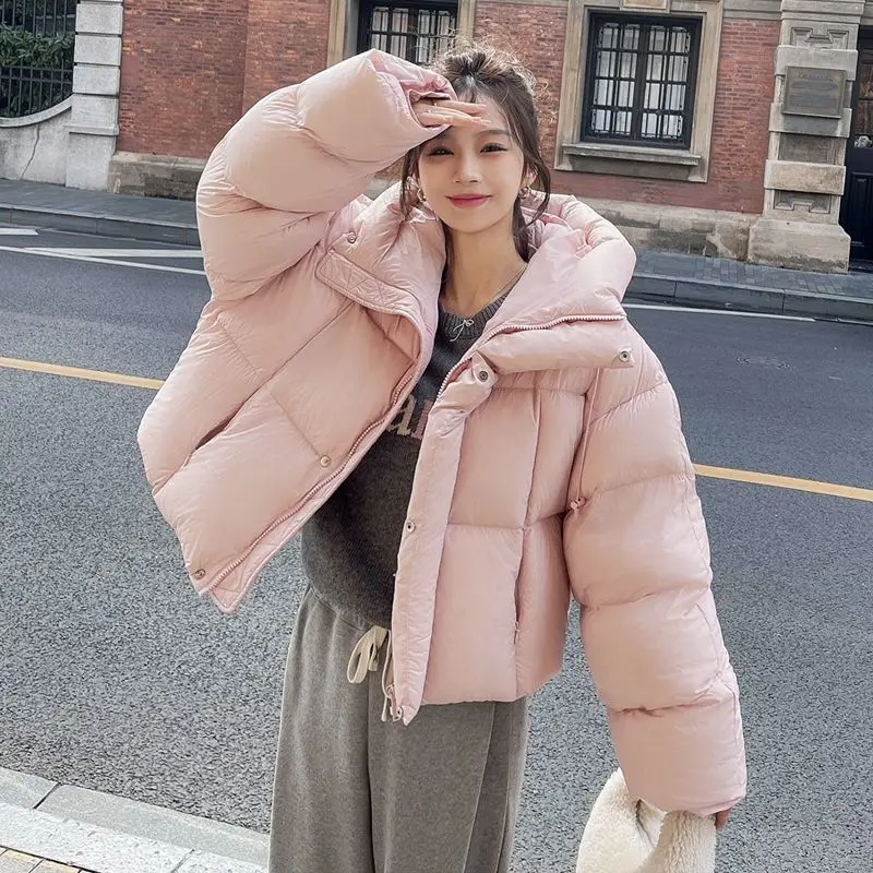 Kendou Style Short Feather Parkas 2024 Women\'s 2 Winter New Korean Version High Waist Thick Bread Jacket Female Clothing