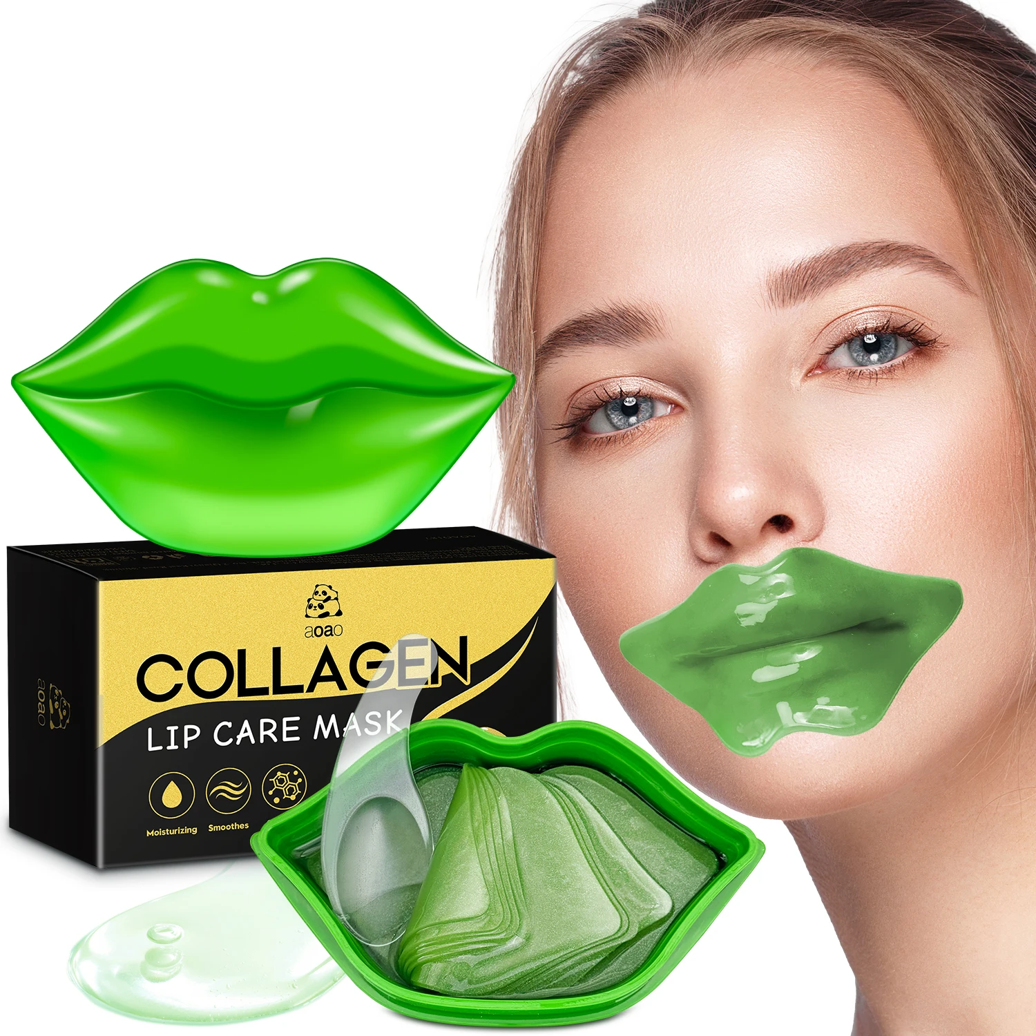 Hyaluronic Acid Lip Mask for Hydration and Nourishment, Lip Essence Care, Crystal Lip Patch Applicable for Men and Women