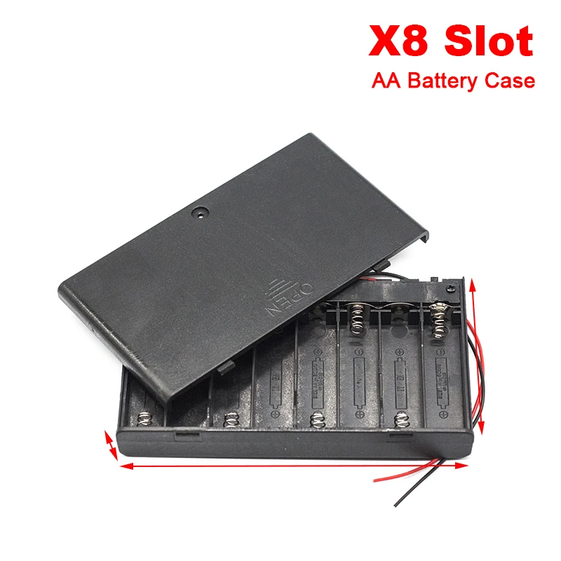 5PCS AA Power Bank 1X 2X 3X 4X 6X 8X Box Case Switch Wire Lead DIY Battery Container Cover On/Off Storage Switch Battery Holder