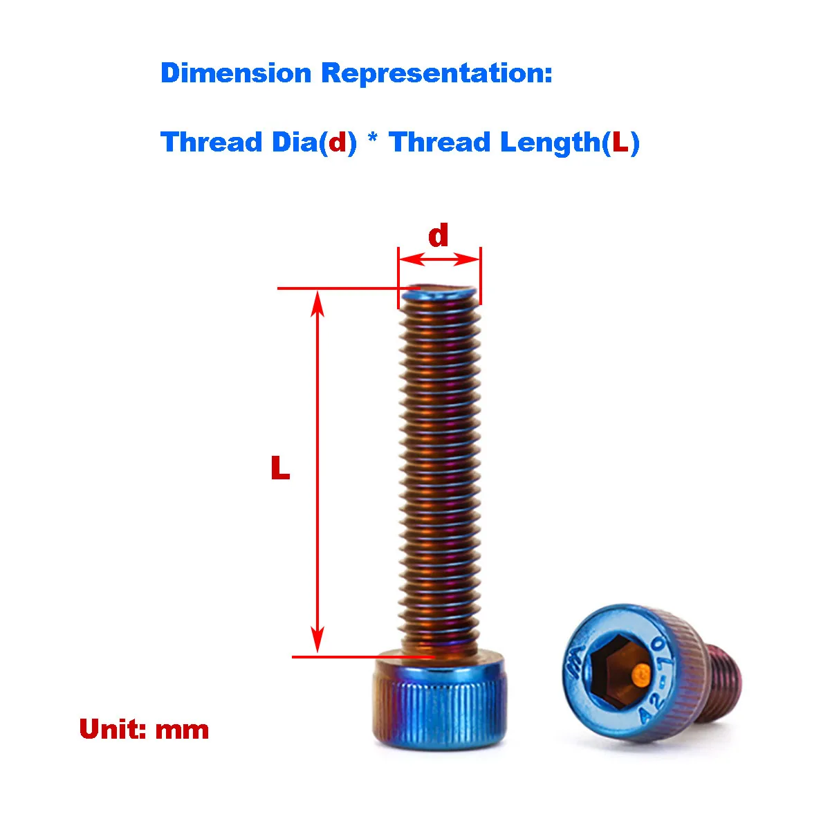 304 Stainless Steel Cup Head Hexagonal Titanium Blue Bolt/Modified Universal Screw