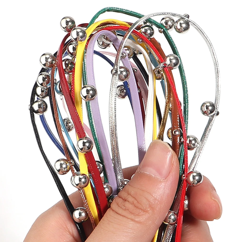 5 Yards 3mm PU-Lederkordeln mit Perlen, bunte Pressstreifen, Lederseil, DIY Boho Lederarmband, Punk Choker Halskette – Detail 3