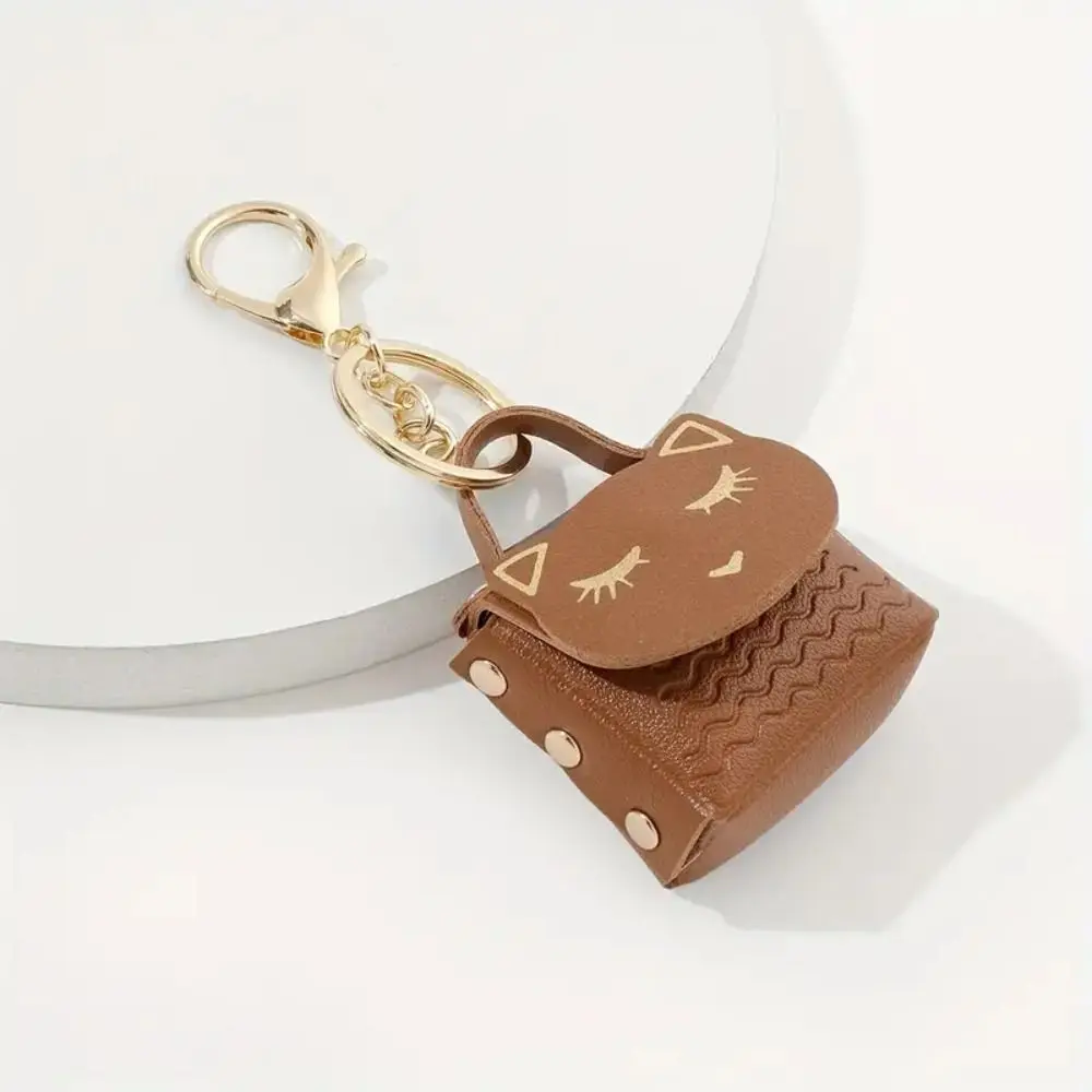 Womens Wallet Cute Cat PU Leather Coin Purse for Women Keychain Small Coin Pouch Key Ring Fashionable Bag Pendant